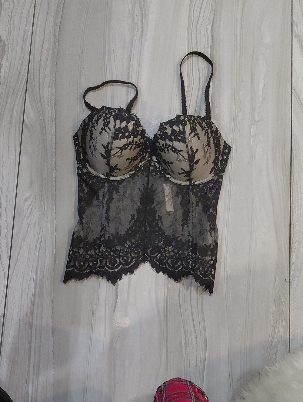 Black Lace Longline Bustier Camisole